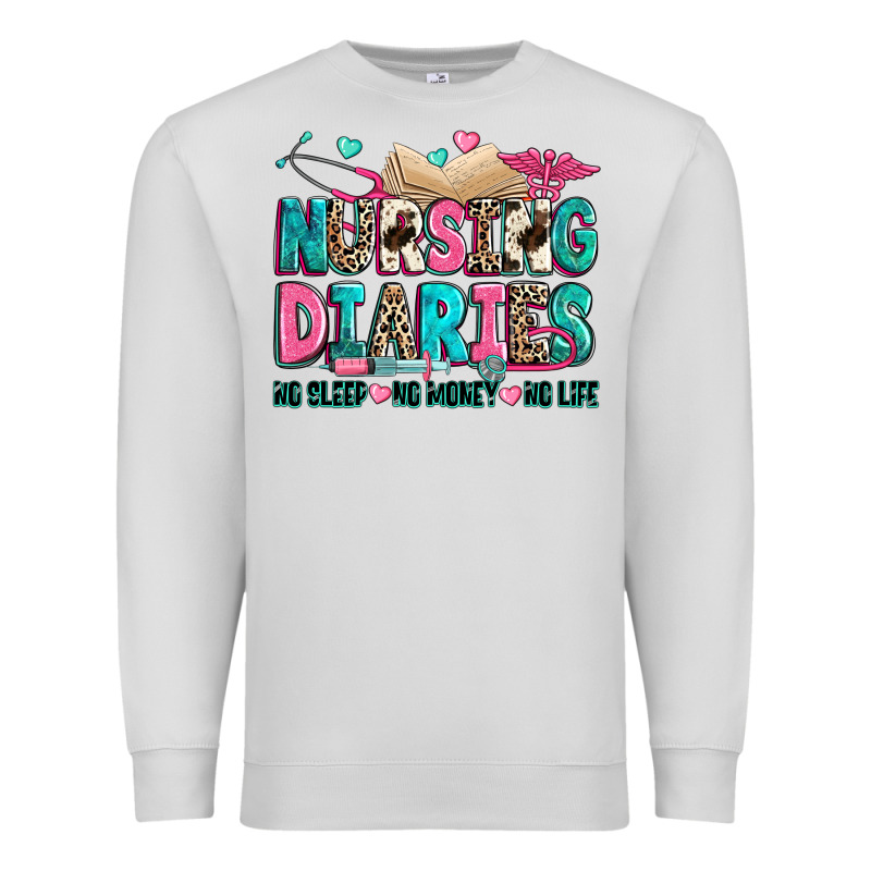 Nursing Diaries No Sleep No Money No Life Premium Sweatshirt by Zillion Design Studio | Teevron