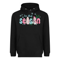 Black tis the season snowman and christmas cake Heavyweight Hoodie - MaliasSmallBusiness