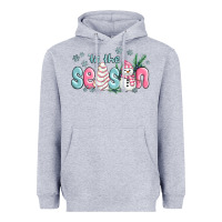 Heather Grey tis the season snowman and christmas cake Heavyweight Hoodie - MaliasSmallBusiness