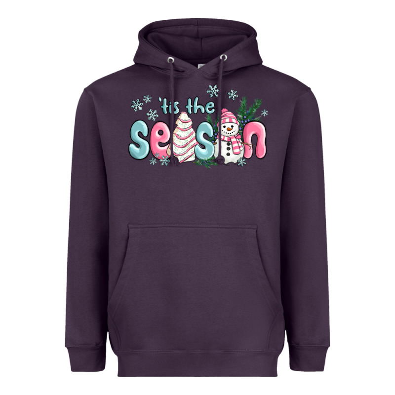 Tis The Season Snowman And Christmas Cake Heavyweight Hoodie by MaliasSmallBusiness | Teevron