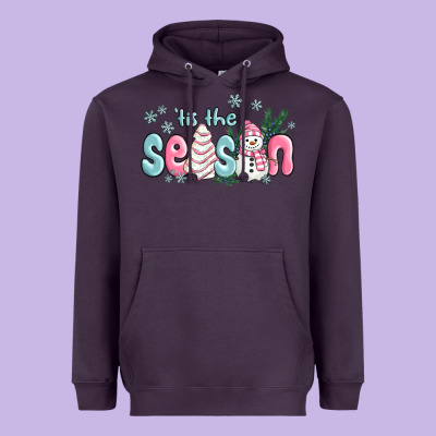 Heavyweight Hoodie tis the season snowman and christmas cake