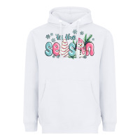 White tis the season snowman and christmas cake Heavyweight Hoodie - MaliasSmallBusiness