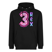 Black 3 rex pink dinosaur Heavyweight Hoodie - MaliasSmallBusiness