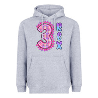Heather Grey 3 rex pink dinosaur Heavyweight Hoodie - MaliasSmallBusiness