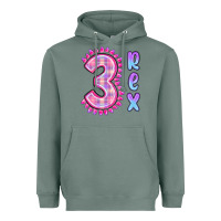 Sage 3 rex pink dinosaur Heavyweight Hoodie - MaliasSmallBusiness
