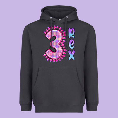 Heavyweight Hoodie 3 rex pink dinosaur