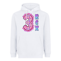 White 3 rex pink dinosaur Heavyweight Hoodie - MaliasSmallBusiness