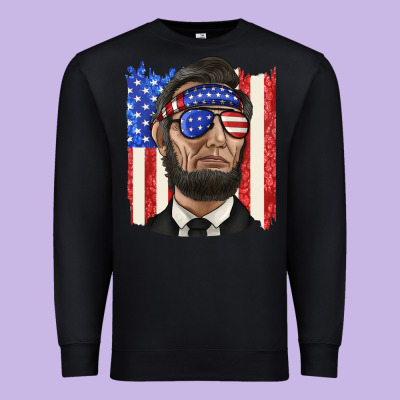 Premium Sweatshirt American flag with lincoln