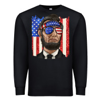Black American flag with lincoln Premium Sweatshirt - texasbilliewilder