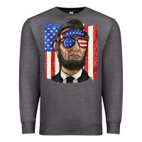 Charcoal Heather American flag with lincoln Premium Sweatshirt - texasbilliewilder