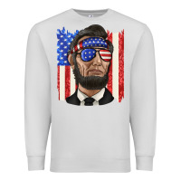 Dove Grey American flag with lincoln Premium Sweatshirt - texasbilliewilder