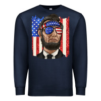 Navy American flag with lincoln Premium Sweatshirt - texasbilliewilder