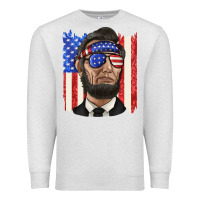 Oatmeal Heather American flag with lincoln Premium Sweatshirt - texasbilliewilder