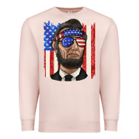 Pale Pink American flag with lincoln Premium Sweatshirt - texasbilliewilder