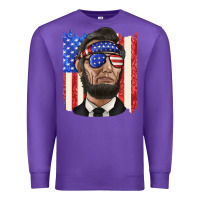 Purple American flag with lincoln Premium Sweatshirt - texasbilliewilder