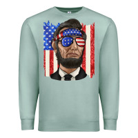 Seafoam American flag with lincoln Premium Sweatshirt - texasbilliewilder