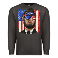 Smoke American flag with lincoln Premium Sweatshirt - texasbilliewilder