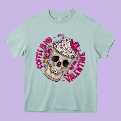 Coffee Is My Valentine Heavy Core Tee Designed By Cowhidedigitalart