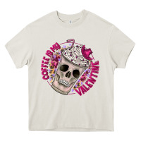 Cream Coffee is my Valentine Heavy Core Tee - CowhideDigitalArt