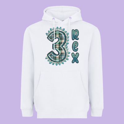 Heavyweight Hoodie 3 rex green dinosaur