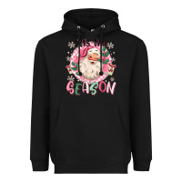 Black pink santa 'tis the season Heavyweight Hoodie - MaliasSmallBusiness