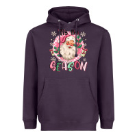 Plum pink santa 'tis the season Heavyweight Hoodie - MaliasSmallBusiness