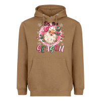Toasted Coconut pink santa 'tis the season Heavyweight Hoodie - MaliasSmallBusiness