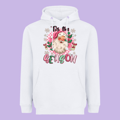 Heavyweight Hoodie pink santa 'tis the season