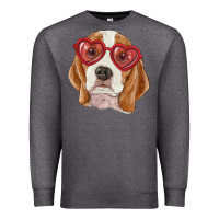 Charcoal Heather beagle with love glasses Premium Sweatshirt - RanaPortraitStore