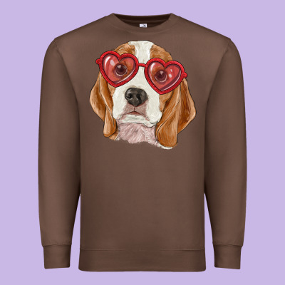 Premium Sweatshirt beagle with love glasses