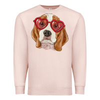 Pale Pink beagle with love glasses Premium Sweatshirt - RanaPortraitStore