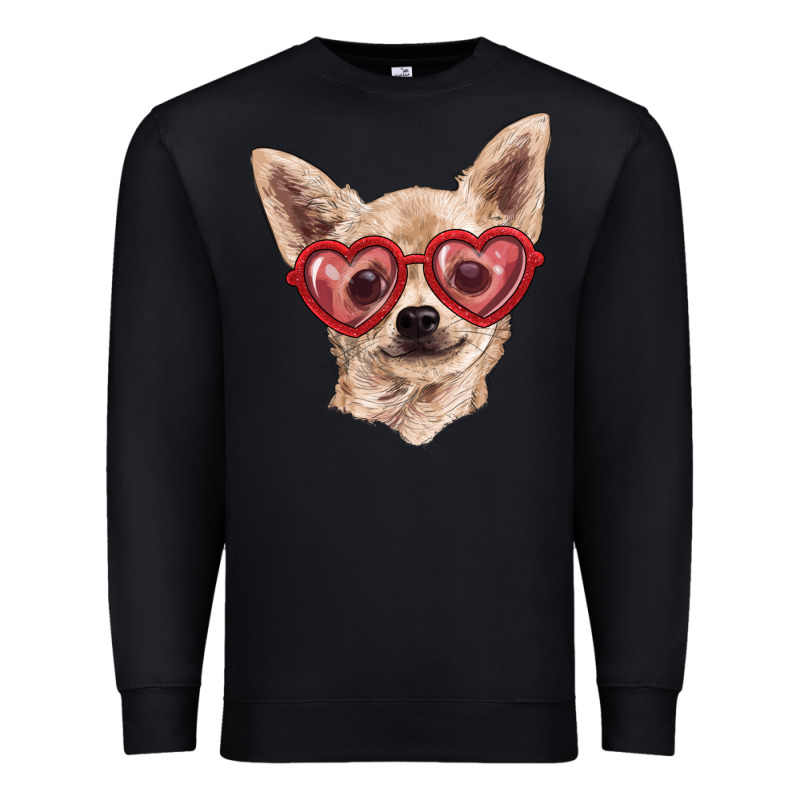 Chihuahua Dog With Love Glasses Premium Sweatshirt by RanaPortraitStore | Teevron