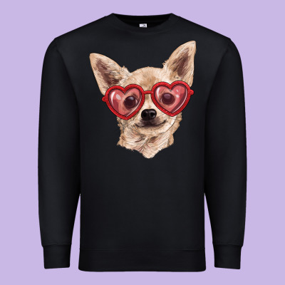 Premium Sweatshirt chihuahua dog with love glasses
