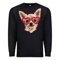 Black chihuahua dog with love glasses Premium Sweatshirt - RanaPortraitStore