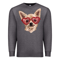 Charcoal Heather chihuahua dog with love glasses Premium Sweatshirt - RanaPortraitStore