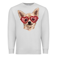 Dove Grey chihuahua dog with love glasses Premium Sweatshirt - RanaPortraitStore