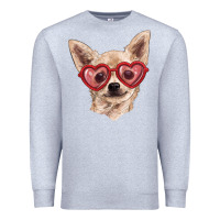 Heather Grey chihuahua dog with love glasses Premium Sweatshirt - RanaPortraitStore