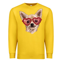 Lemon chihuahua dog with love glasses Premium Sweatshirt - RanaPortraitStore