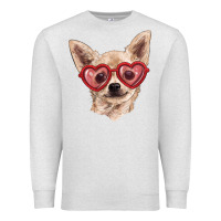 Oatmeal Heather chihuahua dog with love glasses Premium Sweatshirt - RanaPortraitStore