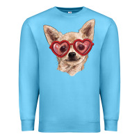Ocean Blue chihuahua dog with love glasses Premium Sweatshirt - RanaPortraitStore