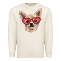Sandshell chihuahua dog with love glasses Premium Sweatshirt - RanaPortraitStore