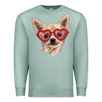 Seafoam chihuahua dog with love glasses Premium Sweatshirt - RanaPortraitStore