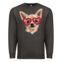 Smoke chihuahua dog with love glasses Premium Sweatshirt - RanaPortraitStore