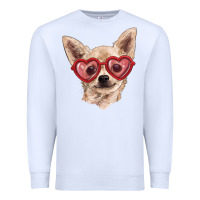White chihuahua dog with love glasses Premium Sweatshirt - RanaPortraitStore