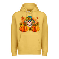 Antique Gold fall scarecrow with pumpkins Premium Hoodie - Artiststas
