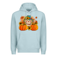 Blue Mist fall scarecrow with pumpkins Premium Hoodie - Artiststas