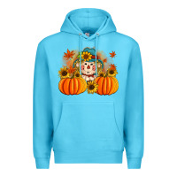 Ocean Blue fall scarecrow with pumpkins Premium Hoodie - Artiststas