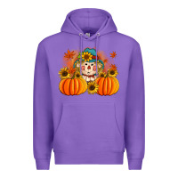 Purple fall scarecrow with pumpkins Premium Hoodie - Artiststas