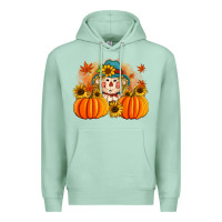 Seafoam fall scarecrow with pumpkins Premium Hoodie - Artiststas