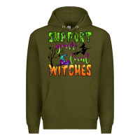 Army Green support your local witches Premium Hoodie - BundleAndBundleShop